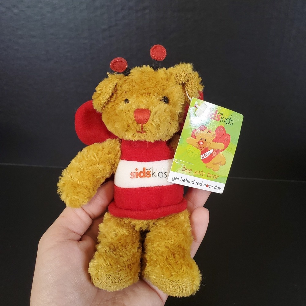 Sids And Kids Mini Teddy Bear Plush Tiny 6"‎ Stuffed Animal Red Butterfly Wings